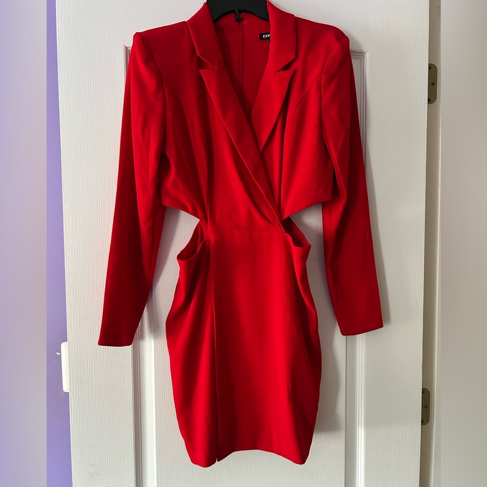 Express Cutout Mini Blazer Dress Red